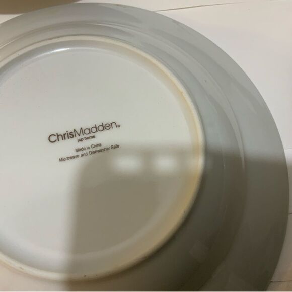 4 Chris Madden JCP Home Swan Gray Scroll Leaf Classic 8” salad Plates bowls G20 - Picture 4 of 9